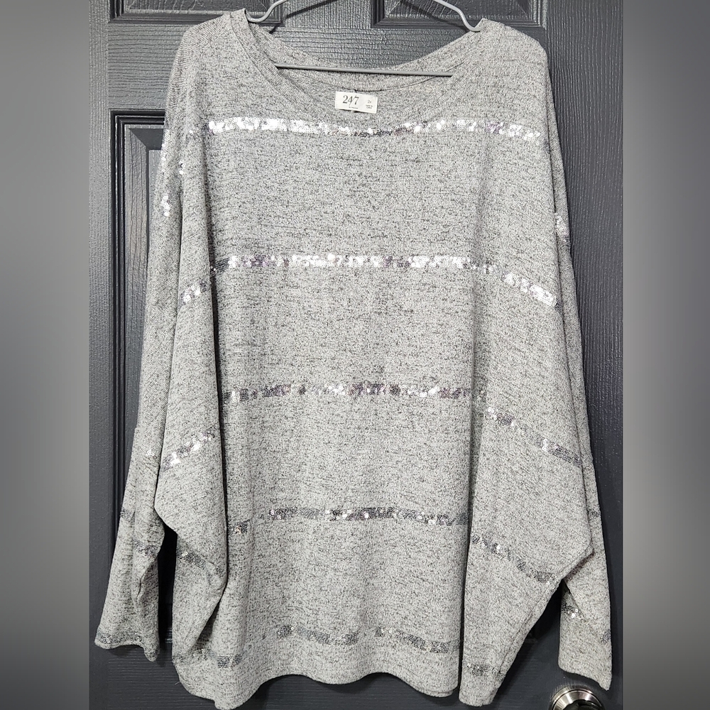 Maurice Gray Sequin Dolman Striped Sweater Brand New W/o Tags